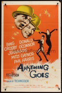 7r048 ANYTHING GOES 1sh '56 Bing Crosby, Donald O'Connor, Jeanmaire, music by Cole Porter!