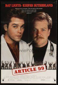 7r053 ARTICLE 99 DS 1sh '92 Ray Liotta, Kiefer Sutherland, Forest Whitaker, Lea Thompson