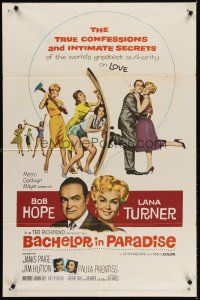 7r060 BACHELOR IN PARADISE 1sh '61 world's greatest lover Bob Hope romances sexy Lana Turner!