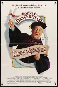 7r064 BACK TO SCHOOL advance 1sh '86 Rodney Dangerfield goes to college with his son, great image!
