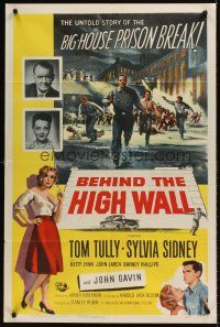 7r082 BEHIND THE HIGH WALL 1sh '56 Tully, smoking Sylvia Sidney, cool big house prison break art!