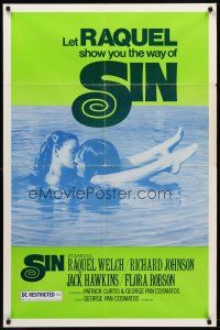 7r084 BELOVED 1sh '78 Sin, sexy Raquel Welch swimming with lover!