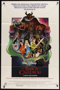 7r100 BLACK CAULDRON advance 1sh '85 first Walt Disney CG, cool fantasy art by P. Wensel!
