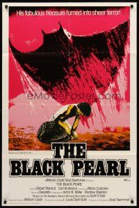 7r103 BLACK PEARL 1sh '77 Gilbert Roland, Carl Anderson, art of huge ray & diver!