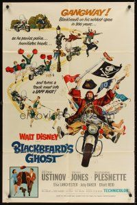7r107 BLACKBEARD'S GHOST 1sh '68 Walt Disney, artwork of wacky invisible pirate Peter Ustinov!
