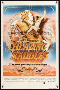 7r109 BLAZING SADDLES 1sh '74 classic Mel Brooks western, art of Cleavon Little by John Alvin!