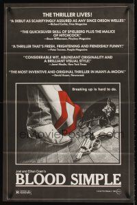 7r113 BLOOD SIMPLE 1sh '85 Joel & Ethan Coen, Frances McDormand, cool film noir gun image!