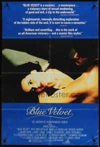 7r118 BLUE VELVET 1sh '86 directed by David Lynch, sexy Isabella Rossellini, Kyle McLachlan