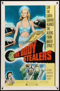 7r120 BODY STEALERS 1sh '70 great image of sexy Lorna Wilde, the beautiful face from outer space!