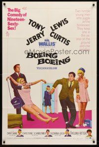 7r122 BOEING BOEING 1sh '65 Tony Curtis & Jerry Lewis in the big comedy of nineteen sexty-sex!