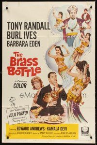 7r125 BRASS BOTTLE 1sh '64 great art of Tony Randall & Barbara Eden with genie Burl Ives!