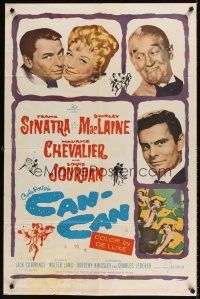 7r144 CAN-CAN 1sh '60 Frank Sinatra, Shirley MacLaine, Maurice Chevalier & Louis Jourdan!