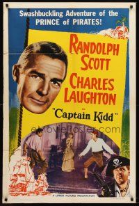 7r147 CAPTAIN KIDD 1sh R52 Randolph Scott, pirates, all spectacle & romance of the seas!