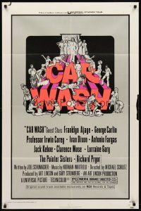 7r148 CAR WASH 1sh '76 written by Joel Schumacher, cool Drew Struzan art of cast around title!
