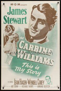 7r149 CARBINE WILLIAMS 1sh R65 great portrait art of James Stewart, Jean Hagen, Wendell Corey