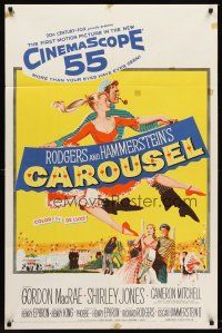 7r151 CAROUSEL 1sh '56 Shirley Jones, Gordon MacRae, Rodgers & Hammerstein musical!
