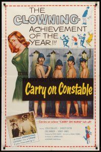 7r153 CARRY ON CONSTABLE 1sh '61 wacky art of naked English cops in the shower!
