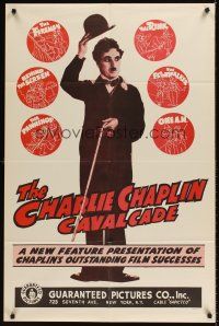 7r162 CHARLIE CHAPLIN CAVALCADE 1sh R40s The Fireman, Behind the Screen, cool art of Chaplin!