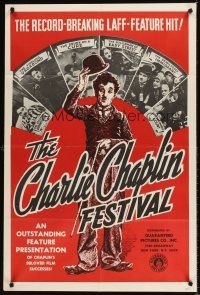 7r163 CHARLIE CHAPLIN FESTIVAL 1sh R1960s a record-breaking laff-feature hit, great images!