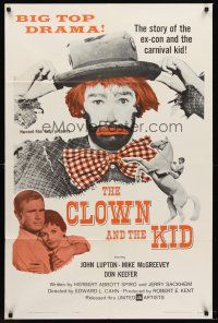 7r180 CLOWN & THE KID 1sh '62 big-top circus crime, Ex-con hides behind carnival greasepaint!