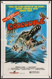 7r198 CROCODILE video 1sh '81 Chorake, wild art of giant croc eating people!