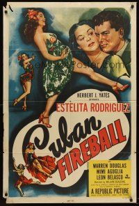 7r202 CUBAN FIREBALL 1sh '51 William Beaudine directed, art of sexy dancer Estelita Rodriguez!