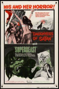 7r208 DAUGHTERS OF SATAN/SUPERBEAST 1sh '72 his and her horror double-bill!