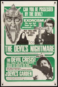 7r223 DEVIL'S NIGHTMARE/IN THE DEVIL'S GARDEN 1sh '72 wacky horror double bill!