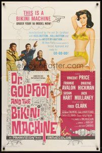 7r238 DR. GOLDFOOT & THE BIKINI MACHINE 1sh '65 Vincent Price, sexy babes with kiss & kill buttons!