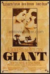 7r328 GIANT DS 1sh R96 James Dean, Elizabeth Taylor, Rock Hudson, directed by George Stevens!