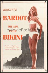 7r332 GIRL IN THE BIKINI 1sh '58 sexiest full-length Brigitte Bardot in skimpy swimsuit!