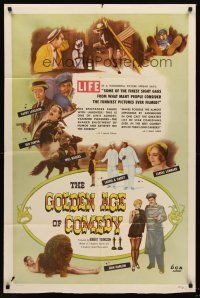 7r339 GOLDEN AGE OF COMEDY 1sh '58 Laurel & Hardy, Jean Harlow, winner of 2 Academy Awards!