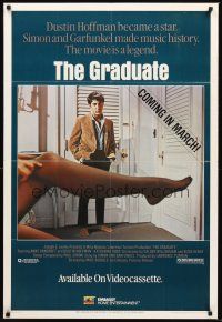 7r344 GRADUATE video 1sh R85 classic image of Dustin Hoffman & Anne Bancroft's sexy leg!