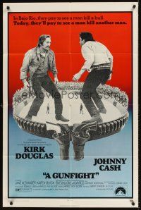 7r357 GUNFIGHT 1sh '71 people pay to see Kirk Douglas and Johnny Cash try to kill each other!