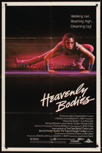7r383 HEAVENLY BODIES 1sh '85 sexy girl workout pose, Working out...Reaching high...Dreaming big!
