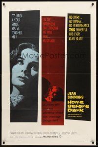 7r399 HOME BEFORE DARK 1sh '58 pretty untouched Jean Simmons is a wife on the rim of insanity!