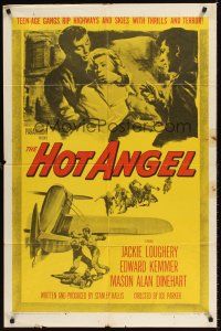 7r401 HOT ANGEL 1sh '58 teenage hot rod rebel gangs rip highways & skies w/thrills & terror!