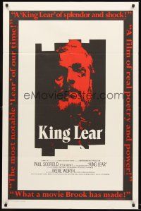7r497 KING LEAR 1sh '72 Cyril Cusack, Paul Scofield in the title role, Shakespeare!
