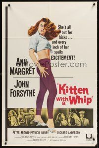 7r502 KITTEN WITH A WHIP 1sh '64 John Forsythe, great full-length art of sexy Ann-Margret!