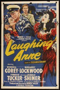 7r517 LAUGHING ANNE 1sh '54 really cool artwork of Wendell Corey & Margaret Lockwood!