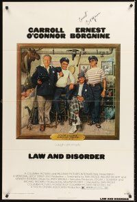 7r518 LAW & DISORDER signed 1sh '74 by Ernest Borgnine, wacky art of Carroll O'Connor!
