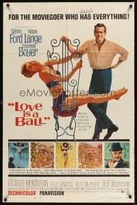 7r562 LOVE IS A BALL style B 1sh '63 full-length Glenn Ford & Hope Lange in sexy bikini!