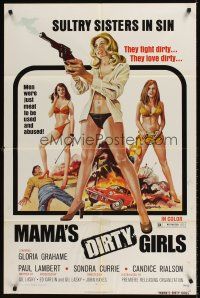 7r575 MAMA'S DIRTY GIRLS 1sh '74 Sultry sisters in sin, sexy artwork of babes in bikinis!
