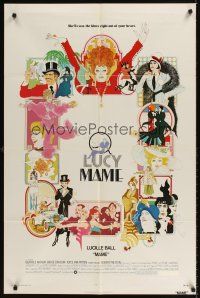 7r577 MAME 1sh '74 Lucille Ball, from Broadway musical, cool Bob Peak artwork!