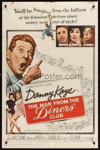 7r579 MAN FROM THE DINERS' CLUB 1sh '63 Danny Kaye, funniest picture since money went out of style!