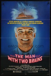 7r581 MAN WITH TWO BRAINS 1sh '83 wacky world famous surgeon Steve Martin performs brain surgery!