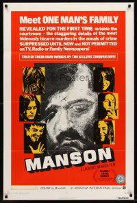 7r585 MANSON 1sh '73 Charles Manson, Lynette 'Squeaky' Fromme, AIP killer documentary!