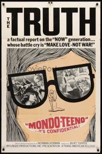 7r600 MONDO TEENO 1sh '67 truth about the NOW generation, make love-not war, Teenage Rebellion!