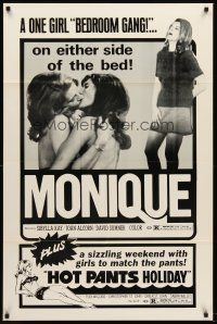 7r601 MONIQUE/HOT PANTS HOLIDAY 1sh '70s lesbian sexploitation double-bill!