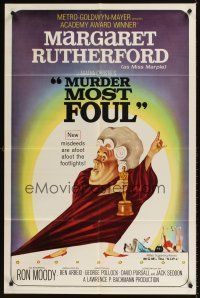 7r614 MURDER MOST FOUL 1sh '64 art of Margaret Rutherford, written by Agatha Christie!